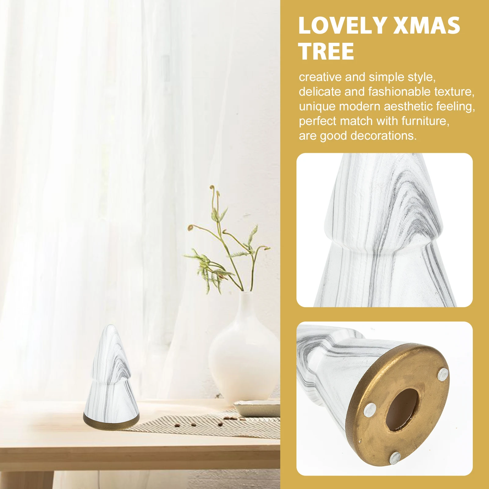 

Golden Ceramic Christmas Tree Desktop Decor Modern Geometric Design for Bedroom Living Room Dining Room Xmas Adornment Holiday
