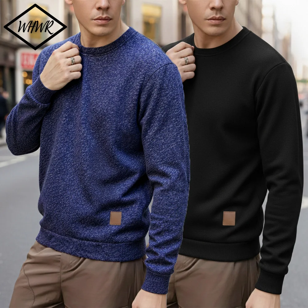 

Autumn Winter Men's Fleece Lined Warm Pullover Sweater Casual Men Long Sleeve Sweatshirt Outdoor Sportswear Men's Clothing Top