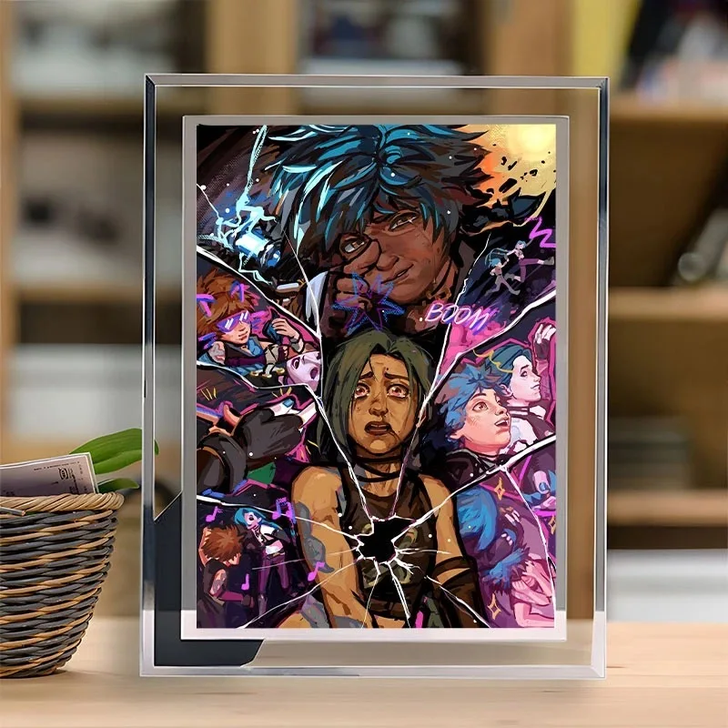 Arcane Season 2 Glass Frame Anime Arcane Jinx Ekko Photo Frame with Glass Front Black Photo Frame