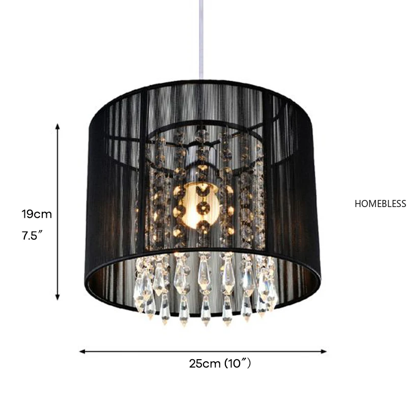 Twisted Wire Pendant with Elegant Crystal for Restaurent Kitchen Luminarias Fixture D25cm AC110-240V Home Deco Black/Silver Body