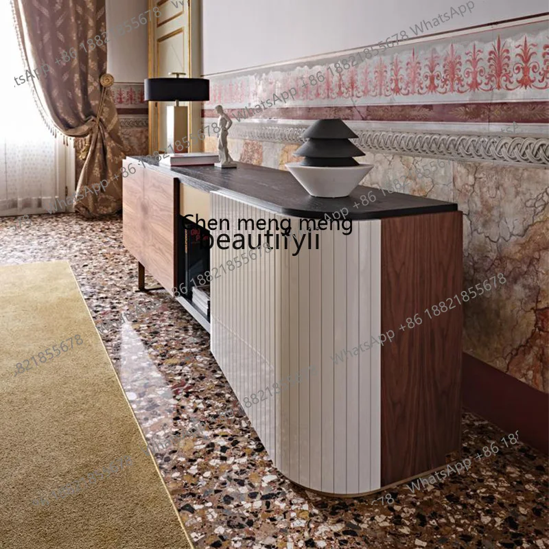 

X Light luxury dining side cabinet, living room home floor storage, solid wood high-end TV, entrance cabinet
