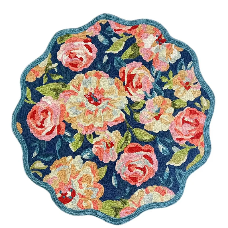 100cm Round Carpets for Living Room Floral Handmade Rug Bedroom Home Decor Luxury Ethnic Art Soft Sofa Table Floor Mat