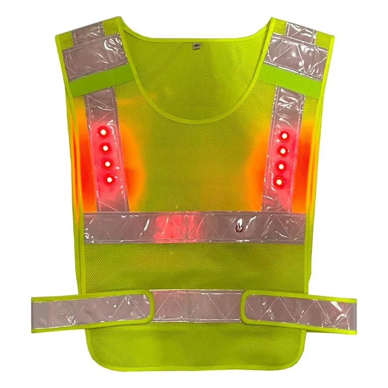 TA-A02 LED With Light Reflective Vest Charging Light Transport Safety Construction Light Vest Breathable Mesh Cloth