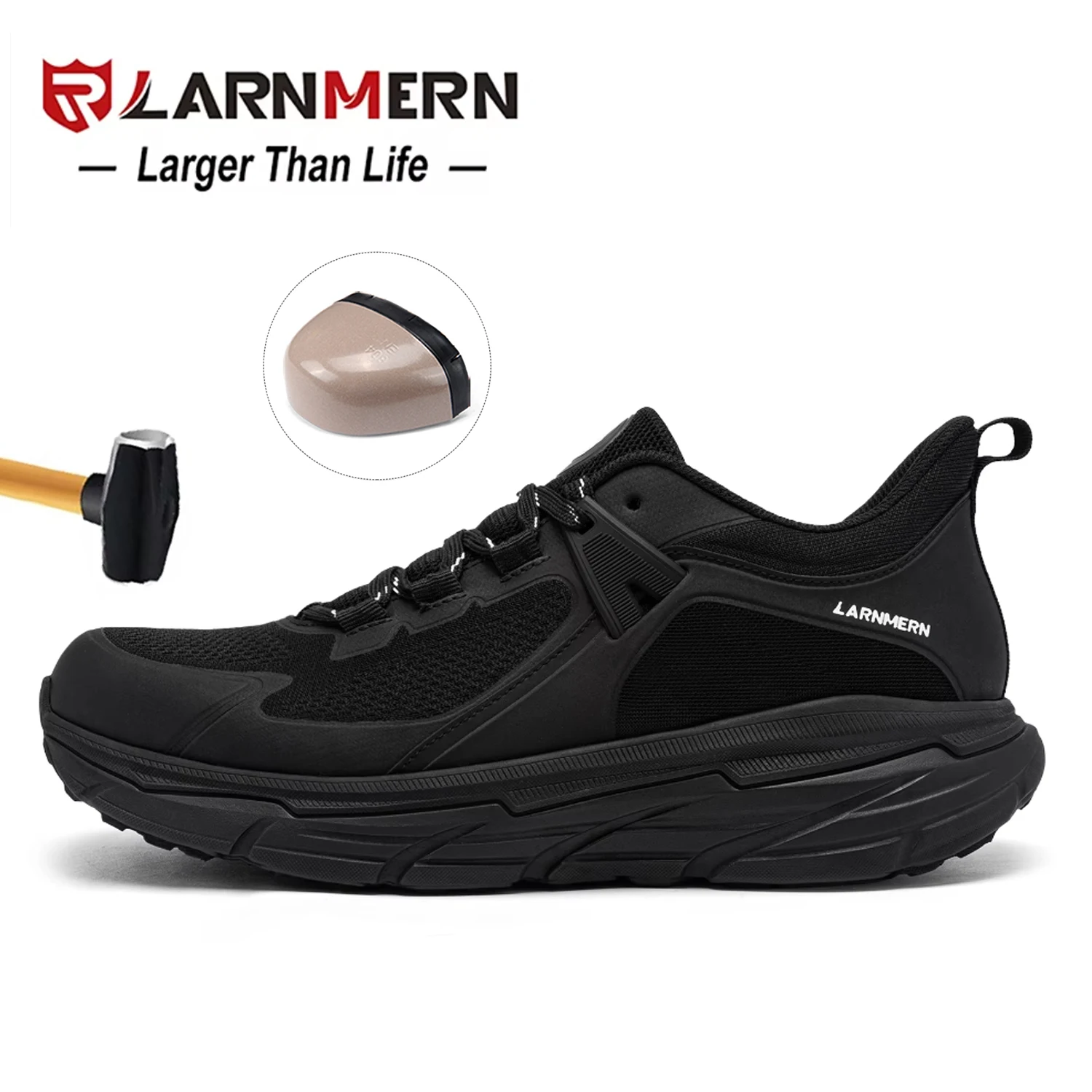 LARNMERN Men's Steel Toe Shoes, Comfortable Sports Shoes, Safe Toe Shoes, Anti Slip Work Shoes