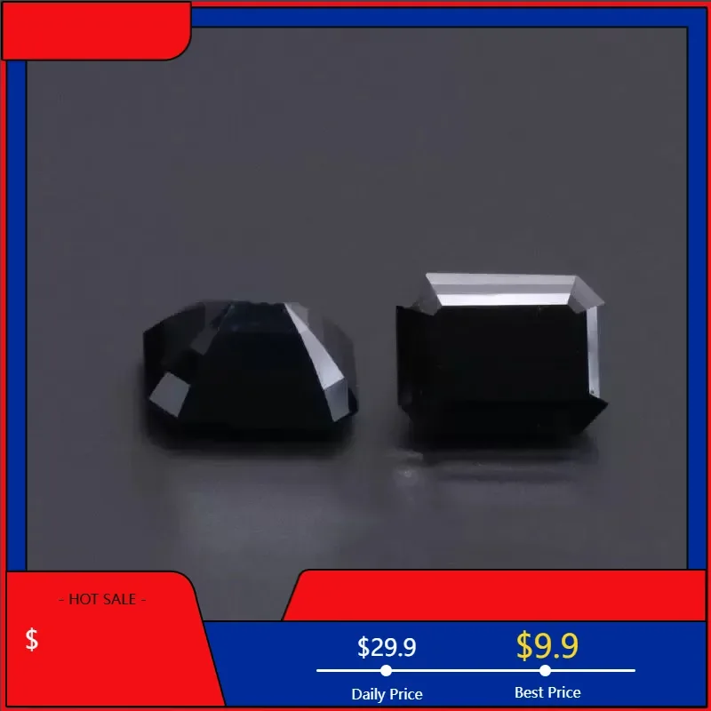

Moissanite Stone Emerald Cut Natural Black Color Artificial Gemstone DIY Ring Necklace Earrings Main Materials with Certificate