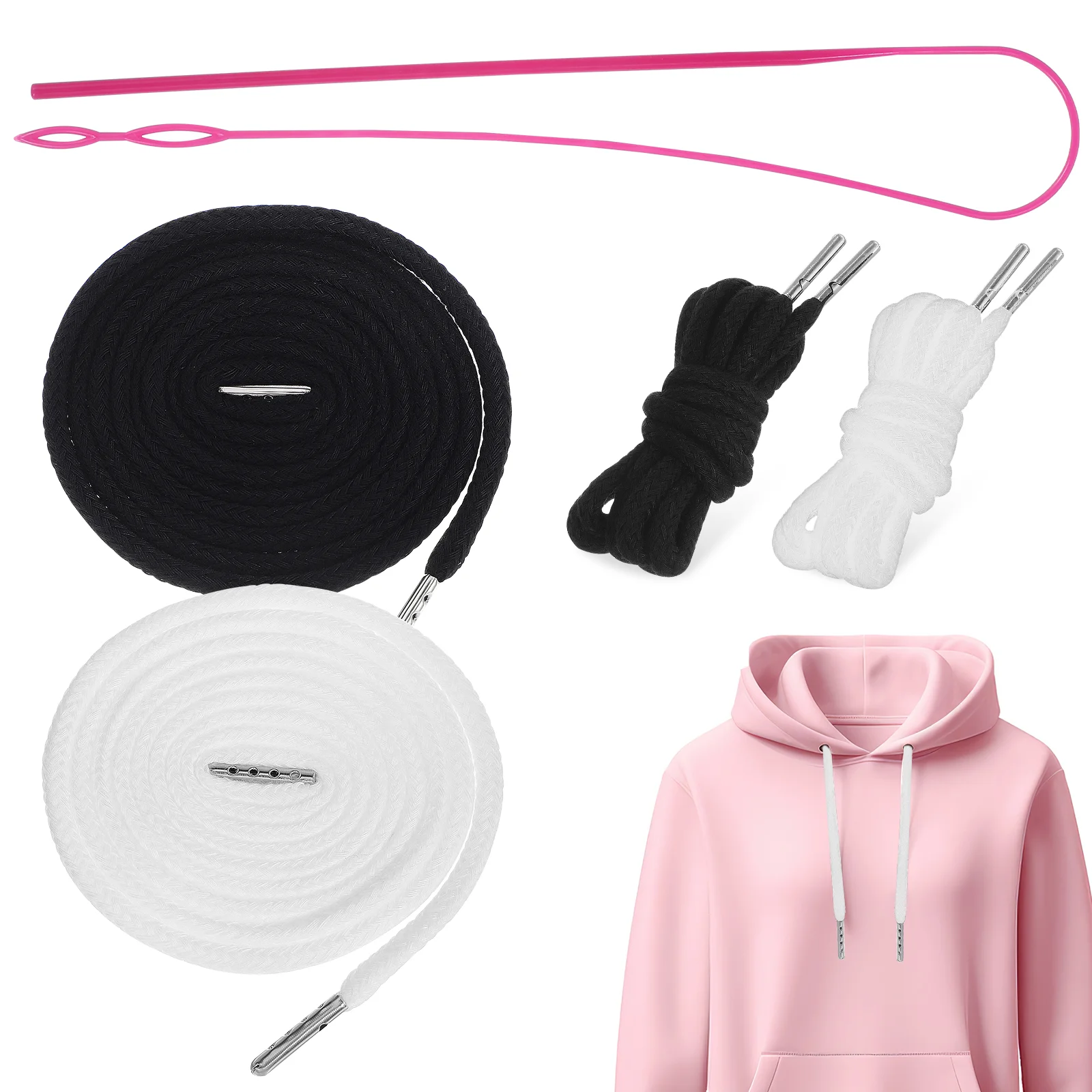 

4 Pcs Drawstring Replacement Equipment Rope Laces Threader Hoodie Shirts For Sweatpants