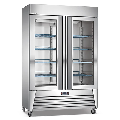 

920L American Style 54" Reach-In Upright Chiller Double Glass Door Kitchen Display Commercial Chiller