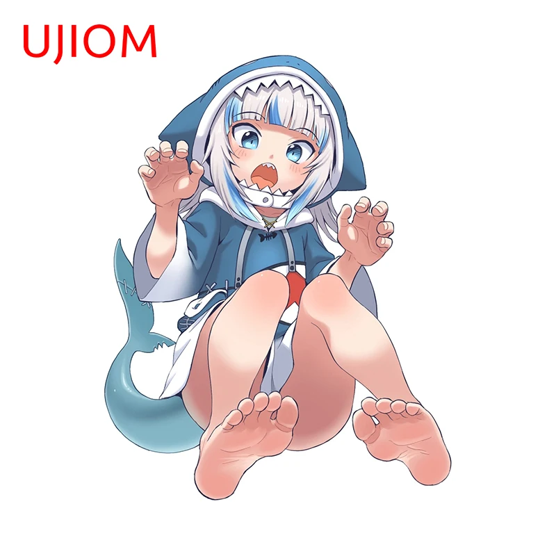 UJIOM 13cm X 8.1cm Peeking Gawr Gura Hololive Chibi Cartoon Cute Girls Wall Stickers Light Switch Decal Vestibule Accessories