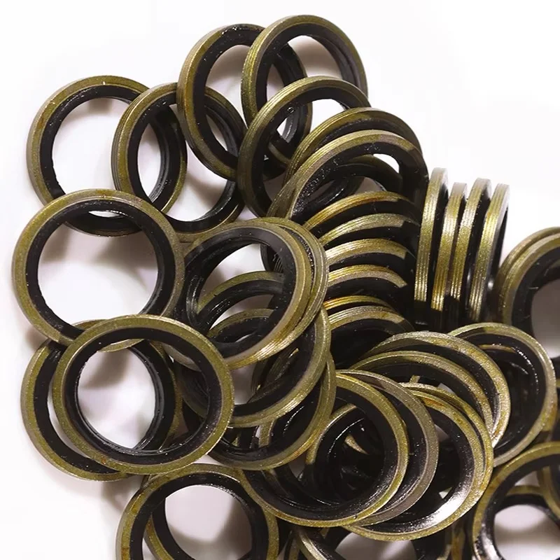 M6-M60 Bonded Washer Metal Rubber Combined Seal Washer Oil Drain Plug Gasket Fit Hydraulic Sealing Ring 6/8/10/12/14/16~60mm