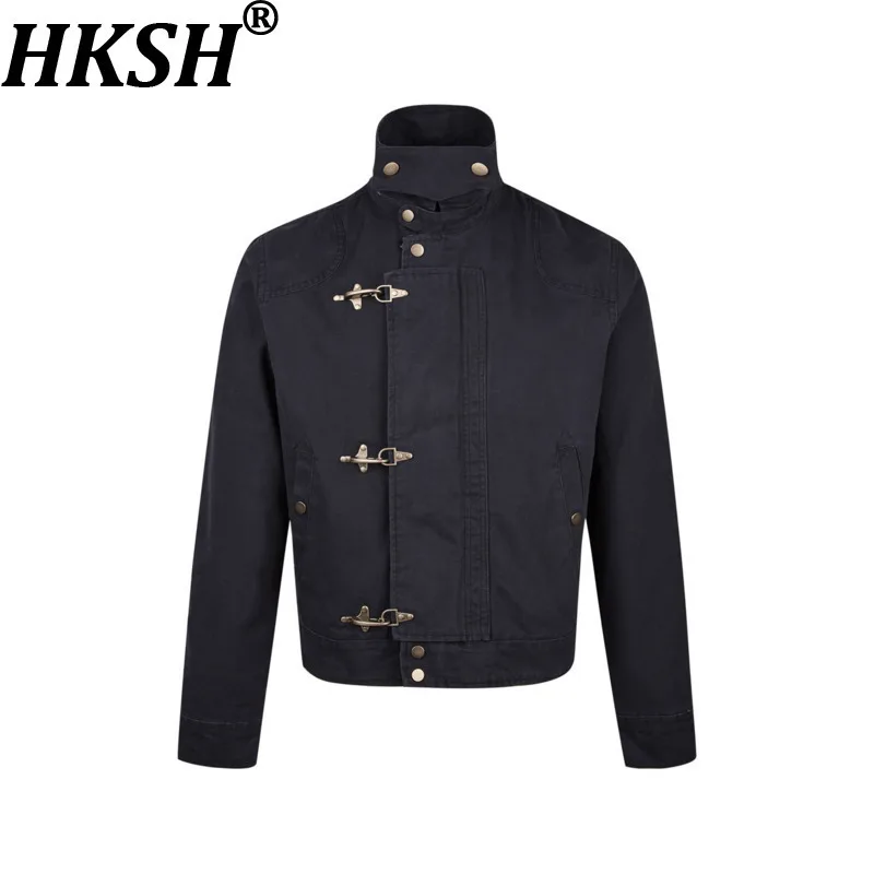 

HKSH весенне-осенняя новая мужская темная деконструированная лоскутная куртка с пуговицами в виде самолета, винтажная потертая модная шикарная куртка в стиле панк HK13973