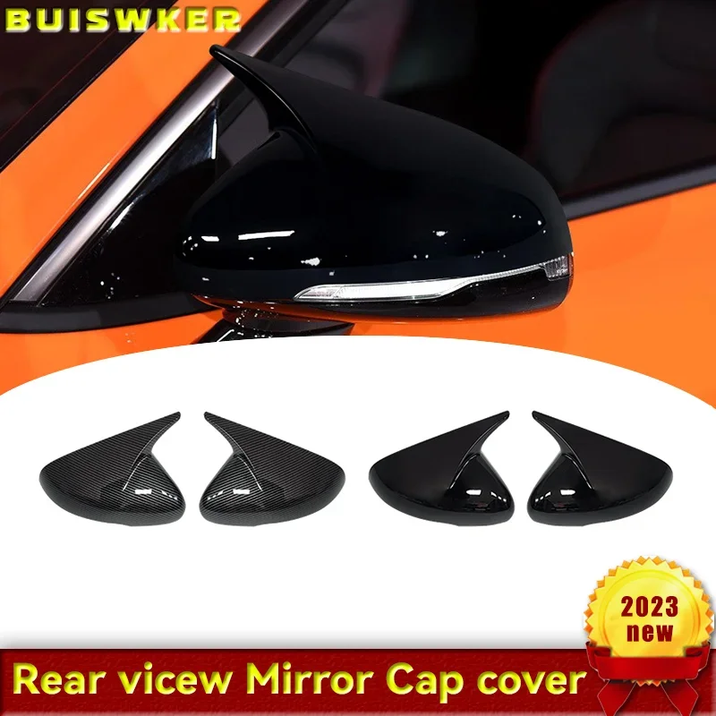 Car body side door rearview mirror cover ABS covered with carbon fiber pattern for KIA Stinger 2018-2022 2023