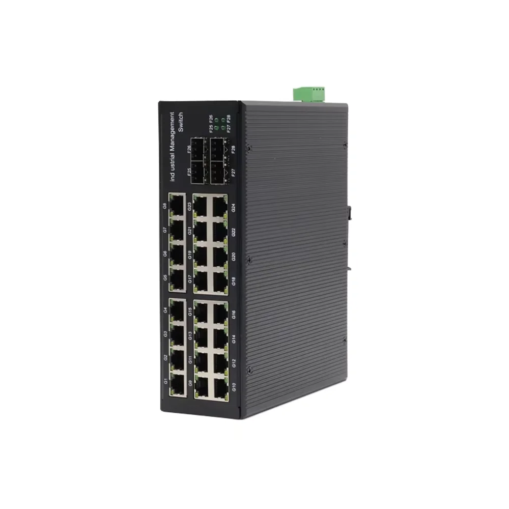 

28-Port Gigabit Managed Industrial PoE Switch With L2+ 4-Port SFP IEEE 802.af/at SNMP QoS 24 Port Gigabit Ethernet