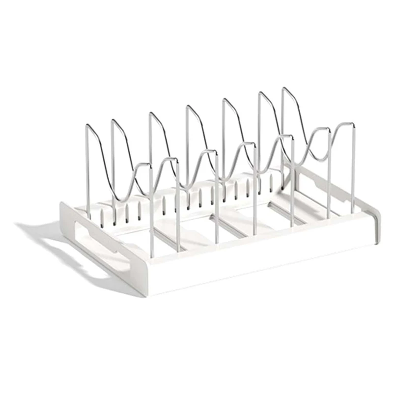 

Expandable Pans & Pots Lid Organizer Rack Under Cabinet-Rubber-Dipped Pan Organizer Rack For Kitchen Cabinet Organizer