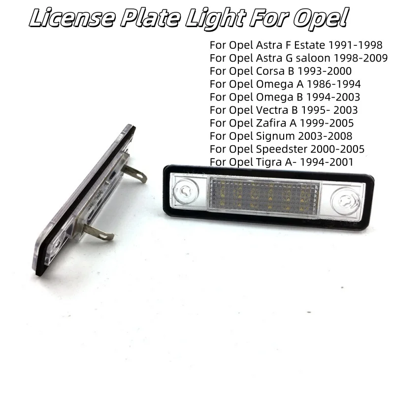 2pcs 3W 12V White LED License Plate Light For Opel Corsa Vectra B Astra F G Omega A B Zafira A Signum Number Plate Lamp