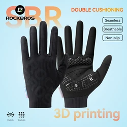 ROCKBROS Cycling Full Finger Gloves 3D Print Palm Pad SBR Shock Absorption Cushion Long Finger Gloves Non-slip Cycling Gloves