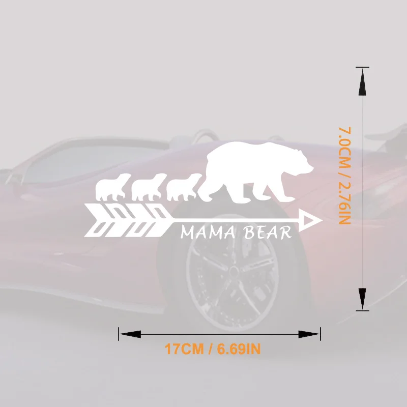 2D Flat 1Pc Mama Bear & Cubs Arrow Vinyl Sticker, Waterproof Decal for Car Window Bumper Decor, Holiday Gift