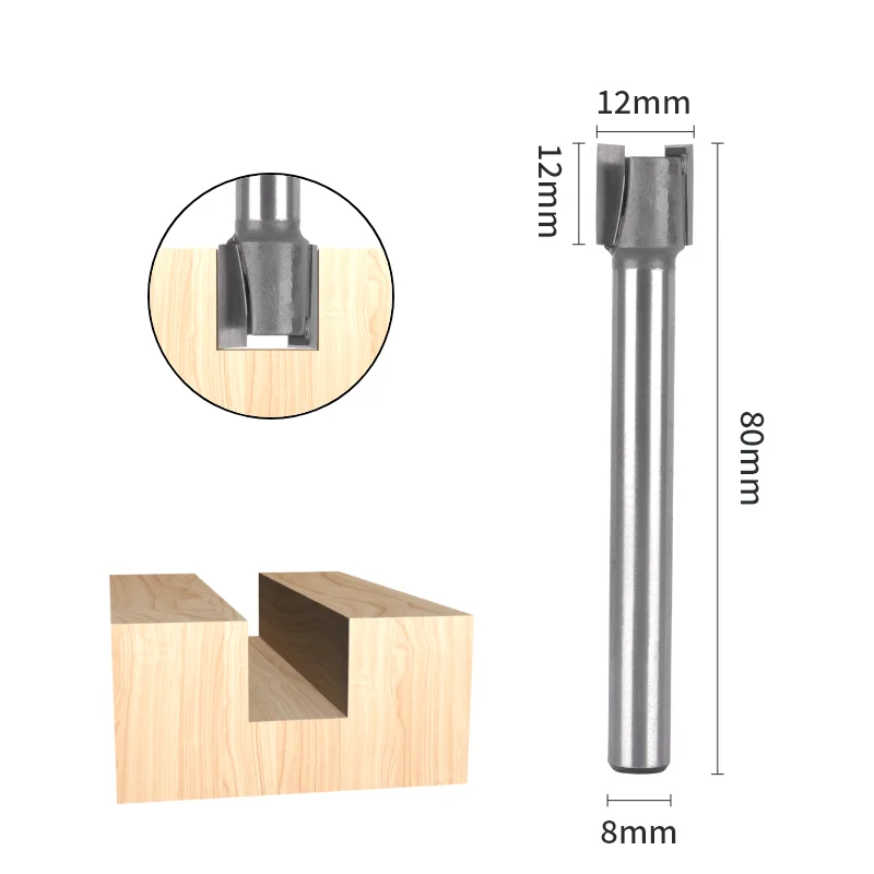8MM Shank Mortising Bit Lock Door Router Bit Woodworking Milling Cutter For Wood Bit Face Mill Carbide Cutter End Mill
