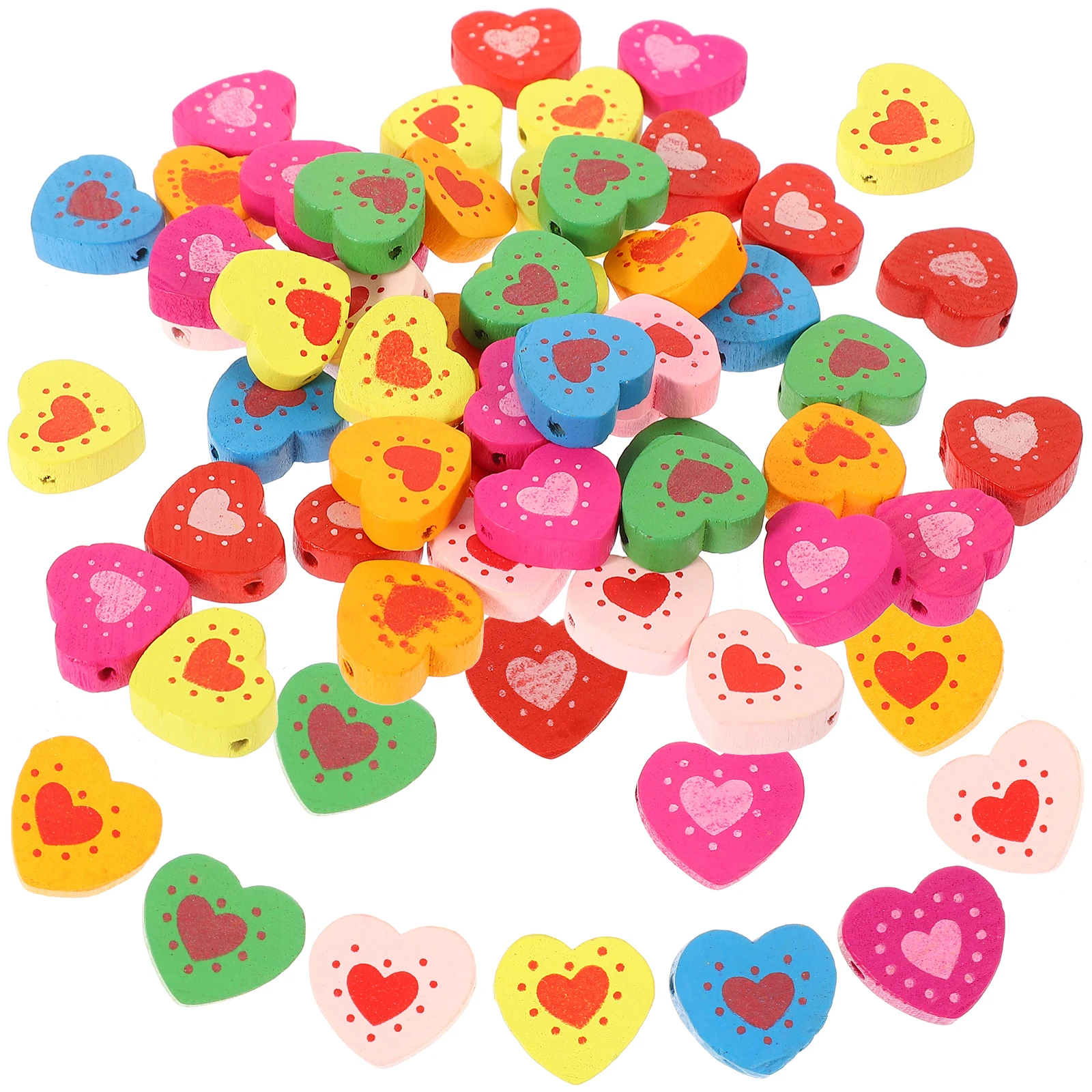 

50pcs Heart Shaped Wood Beads Jewelry Making Smooth Edges Durable Safe Romantic Valentine Bracelet Necklace DIY Crafts