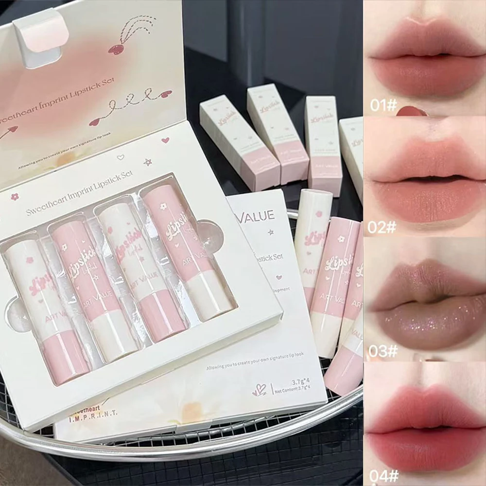 Set de regalo de lápiz labial mate Art Value, acabado mate suave con brillo sutil, brillo de labios ideal para regalo de otoño, invierno y Navidad