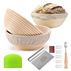Sourdough Bread Set include 9 Inch Banneton Baskets, Basket Covers,Metal Scraper,Plastic Scraper, Scoring Lame Baking Supplies