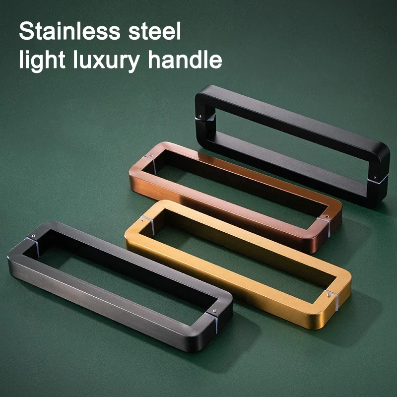 YOUTHUA Large Glass Door Handle 1 Pair Stainless Steel Square Tube Matte Black Wooden Door Handle Push and Pull Armrest Glass