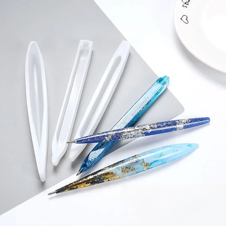 3pcs/Set Pen Silicone Mould Dried Flower UV Epoxy Resin Decorative Ballpoint Pen Mold Casting Resin Molds for Jewelry Making