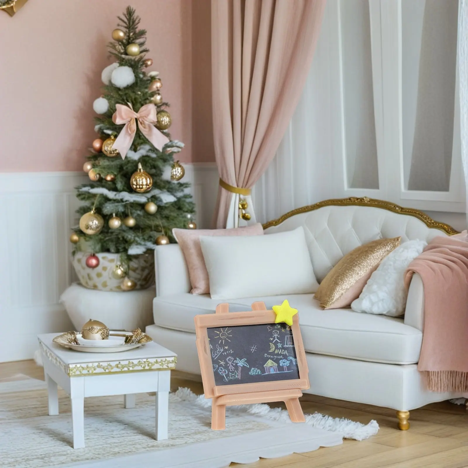 2Pcs Miniature Easel Set Compact Realistic Tripod Painting Stand Decorative Display for Dollhouse Scene Tabletop Art Decoration
