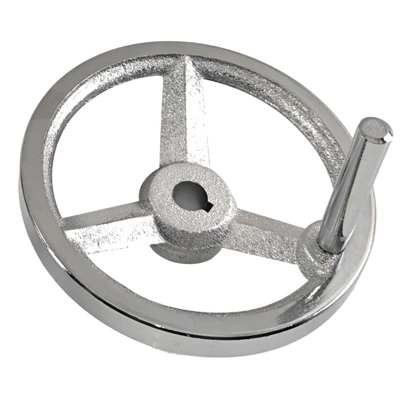 Hand wheel cast iron hand wheel chrome plated machine tool metal handle Round Square side keyway 100-160