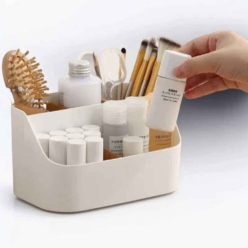 Desk Storage Box Office Supplies Box Makeup Cosmetic Desktop Organizer Plastic Storage Dividing Box for Office Living Room