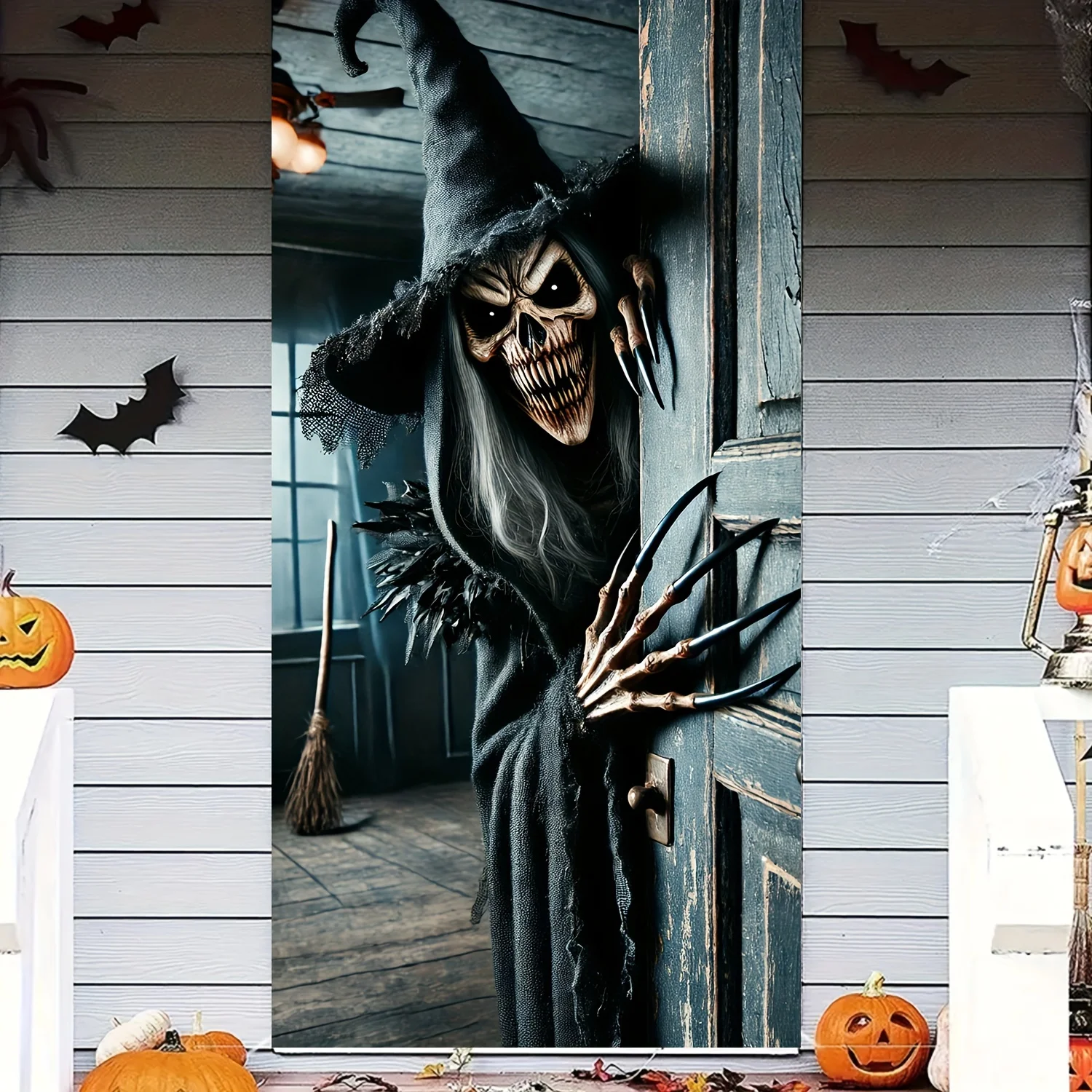 1pc Frightening Witch Door Banner Frame Ornament Holiday Door Drapery Halloween Birthday Celebrations And Festive Decor