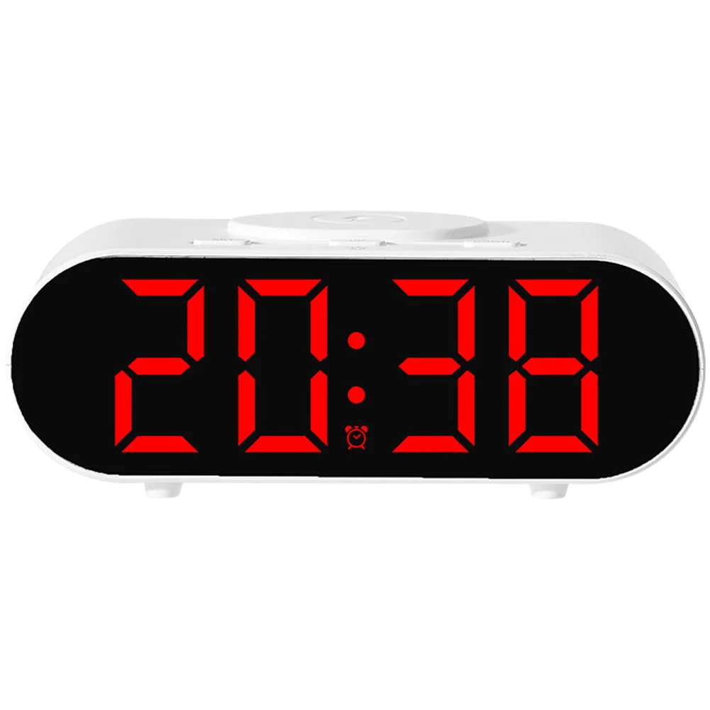 Wireless Charging Digital Clock with LED Display Night Light Modes Three Alarms and Voice Activation for Display Visibility