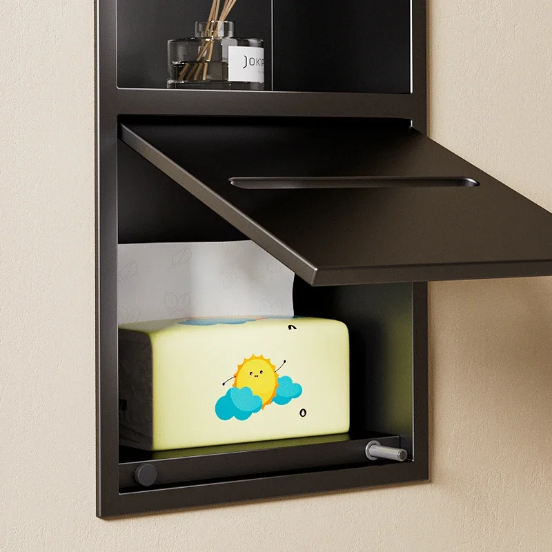 Built-in Wall Niche Toilet Paper Holder, Embedded Hidden Bathroom Storage Shelf, Recessed Shower Organizer for Bathroom WC