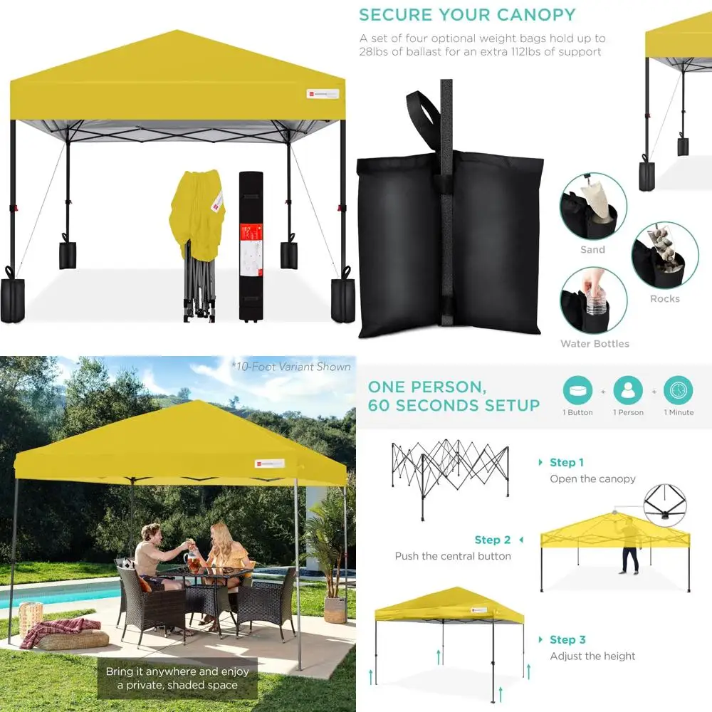 Instant Portable 1-Person Canopy Tent with Easy Setup, Carrying Case, and 4 Weight Bags for Outdoor Shelter