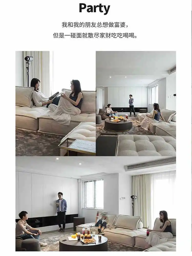 

Fabric small apartment new modern simple double sofa module tofu block sofa living room