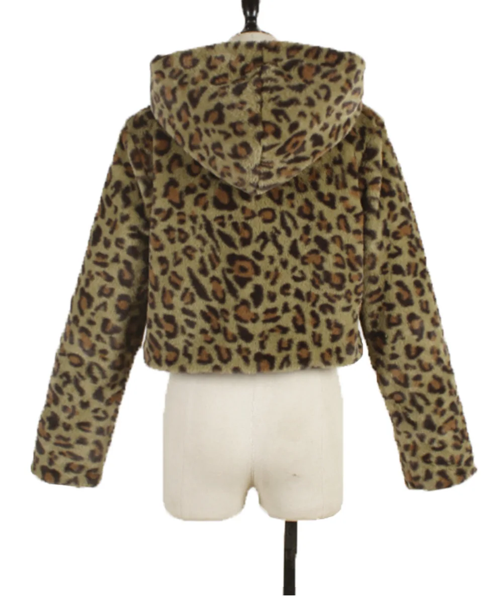 Vrouwen Y2k namaakbontjassen jas rits jassen luipaardprint jas dikke warme capuchon streetwear elegante open steek herfst winter