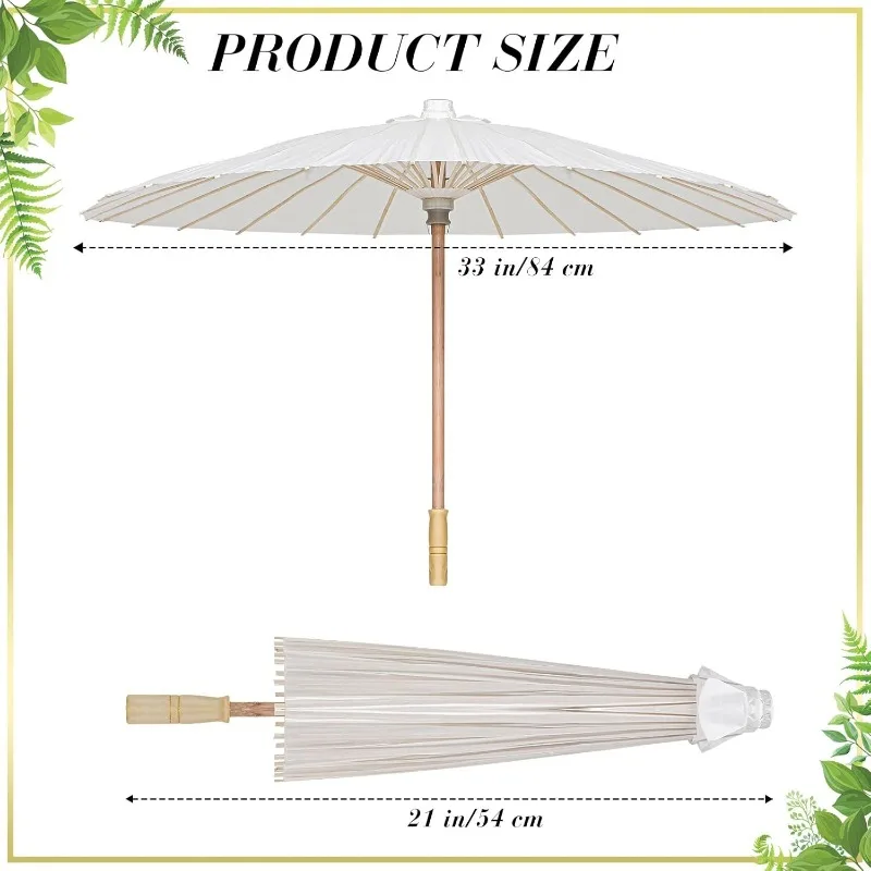 33 Inches Paper Umbrellas  Painting Umbrellas Crafts for Wedding Bridal Party Decor (White,12 Pack)