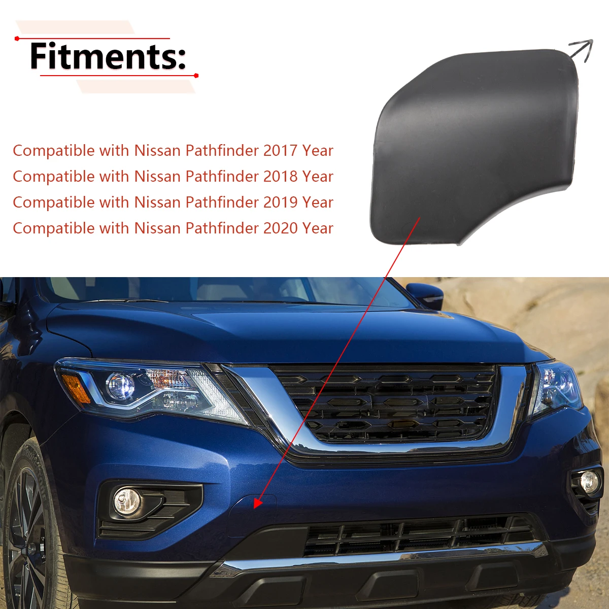 1 Pcs Front Bumper Tow Hook Eye Cover Cap Trim for Nissan Pathfinder 2017 2018 2019 2020 Car Accessories