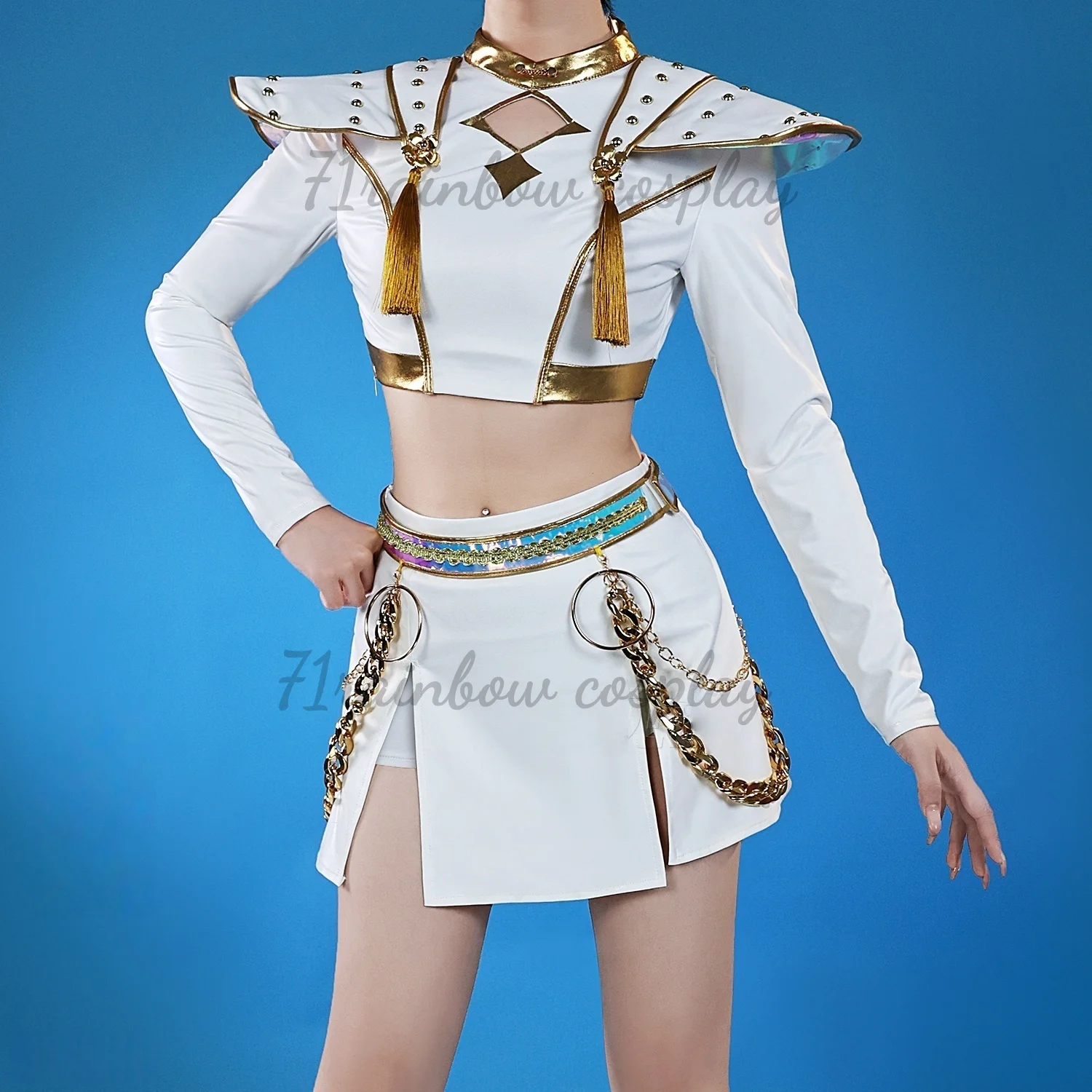 In Stock Rumi Mira Zoey Cosplay Kpop Cosplay Costume HUNTRIX Mira Halloween Outfits White Golden Costumes Cosplay - Image 4