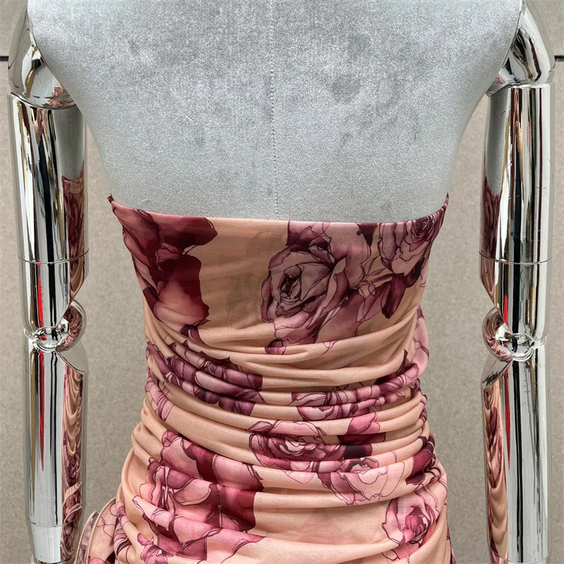 Women's dress New elastic slim fit sleeveless long dresses for summer 2025 3D flower decoration midi dresses y2k party dresses