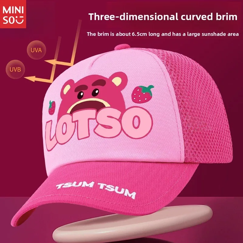 Disney Strawberry Bear Kinderhoed Zonnebrandcrème Girl Shade Baseball Cap Dames Nieuwe meisjesbescherming tegen buiten