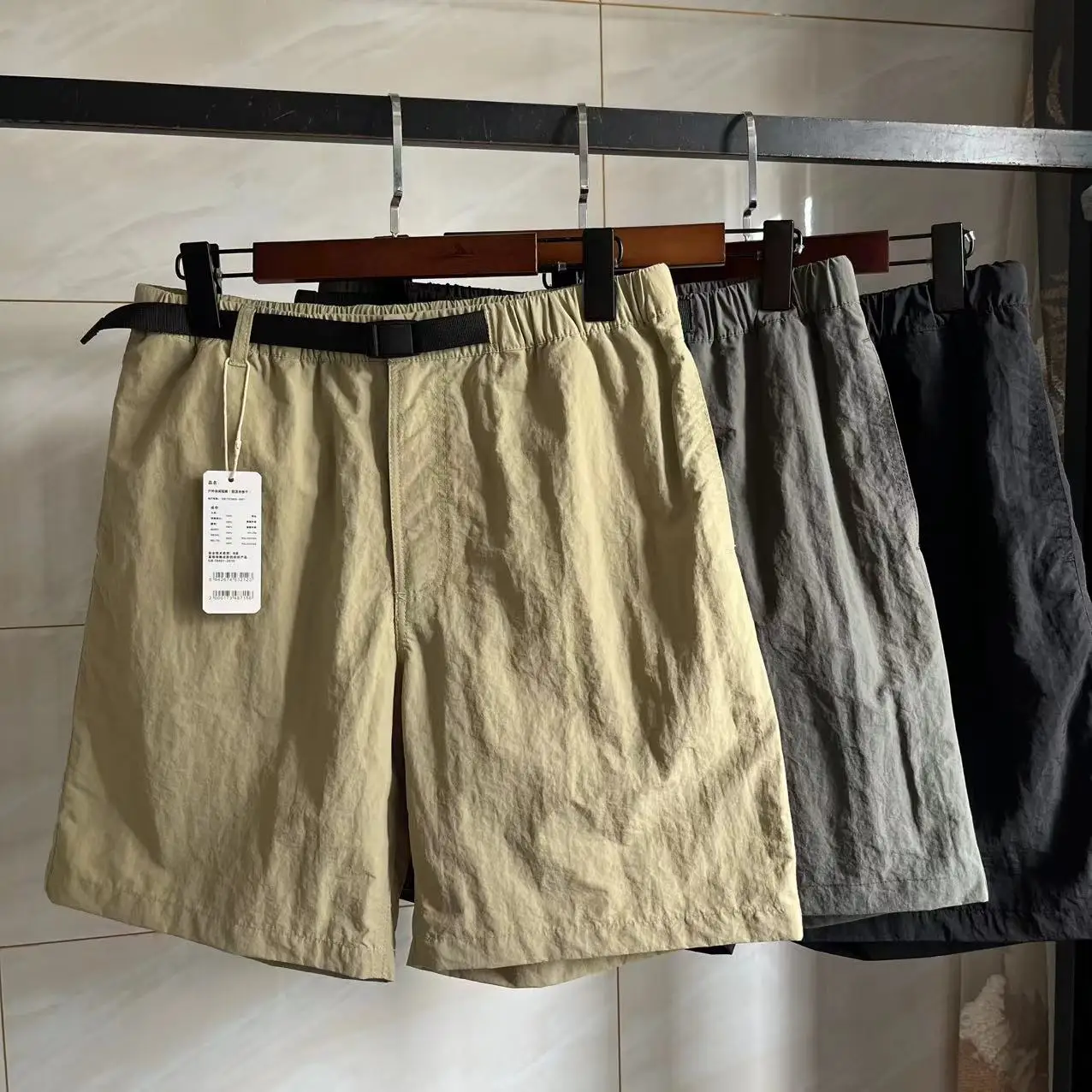 

Мужские летние спортивные брюки-шорты из быстросохнущей водонепроницаемой ткани, дышащие, прямые, средней посадки, длиной до колена