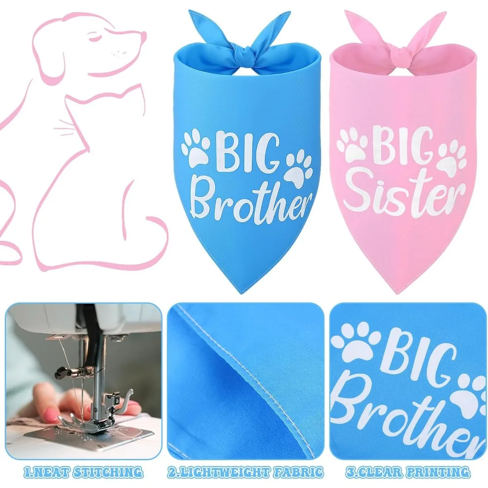 Pregnancy Announcement Dog Bandanas: Big Brother and Sister Scarves for Small to Medium Dogs view 3