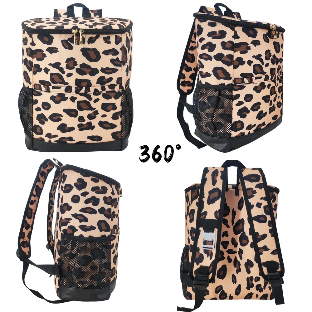 Waterproof Insulated Cooler Backpacks Fashion Leopard Thermal Backpack with Bottle Opener Large Capacity Picnic Insulated Bag