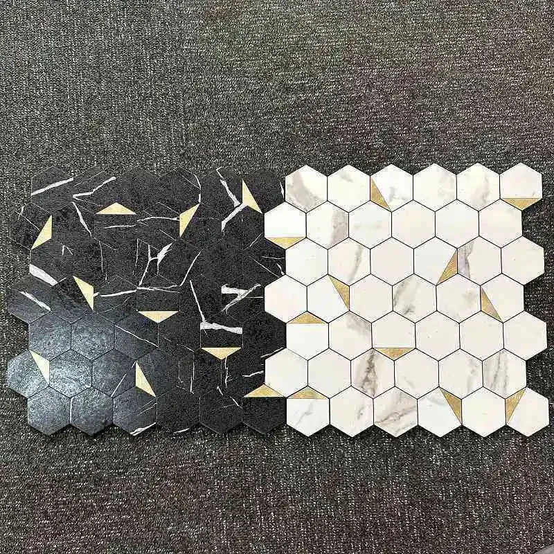 

4pcs/lot Mosaic Wall Tile Peel And Stick Self Adhesive Waterproof Aluminum composite hexagon Kitchen Bath Tile Backsplash 91