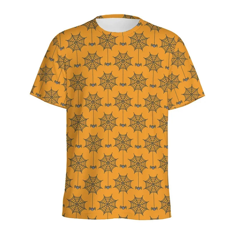 

Halloween Spider Web Graphic T-shirt For Men 3D Printed Cobweb T Shirts Summer Casual Street Short Sleeves Round Neck Tee Tops