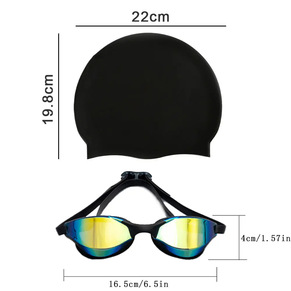 JSJM Neue professionelle Schwimmbrille für Erwachsene, HD-Antibeschlag, wasserdichte Silikon-Badekappe + Schwimmbrille für Männer und Frauen, Geschenke – Detail 1