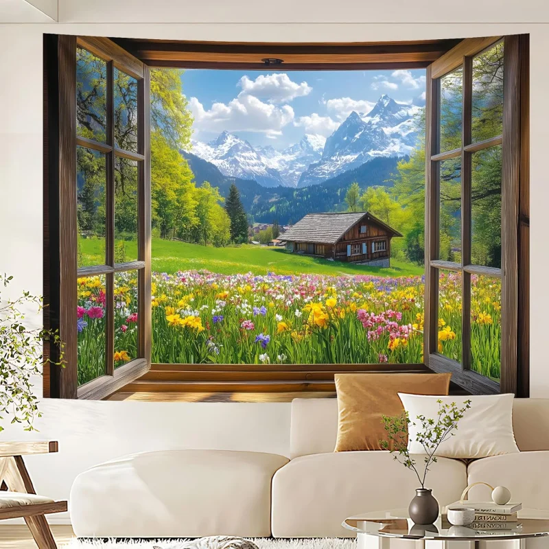 VIKAMA Outdoor-Wald-Wandteppiche, Wandteppiche mit natürlichen Landschaftsmotiven, Wanddekorationen für Schlafzimmer und Wohnzimmer, Heimdekorationen