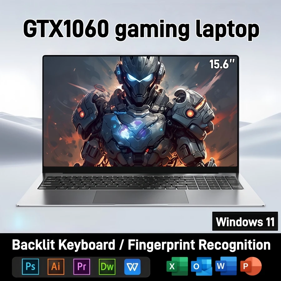 15.6 "gtx1060 laptops para jogos computador portátil intel n95 32gb ddr4 1tb ssd laptop gamer windows11 teclado retroiluminado