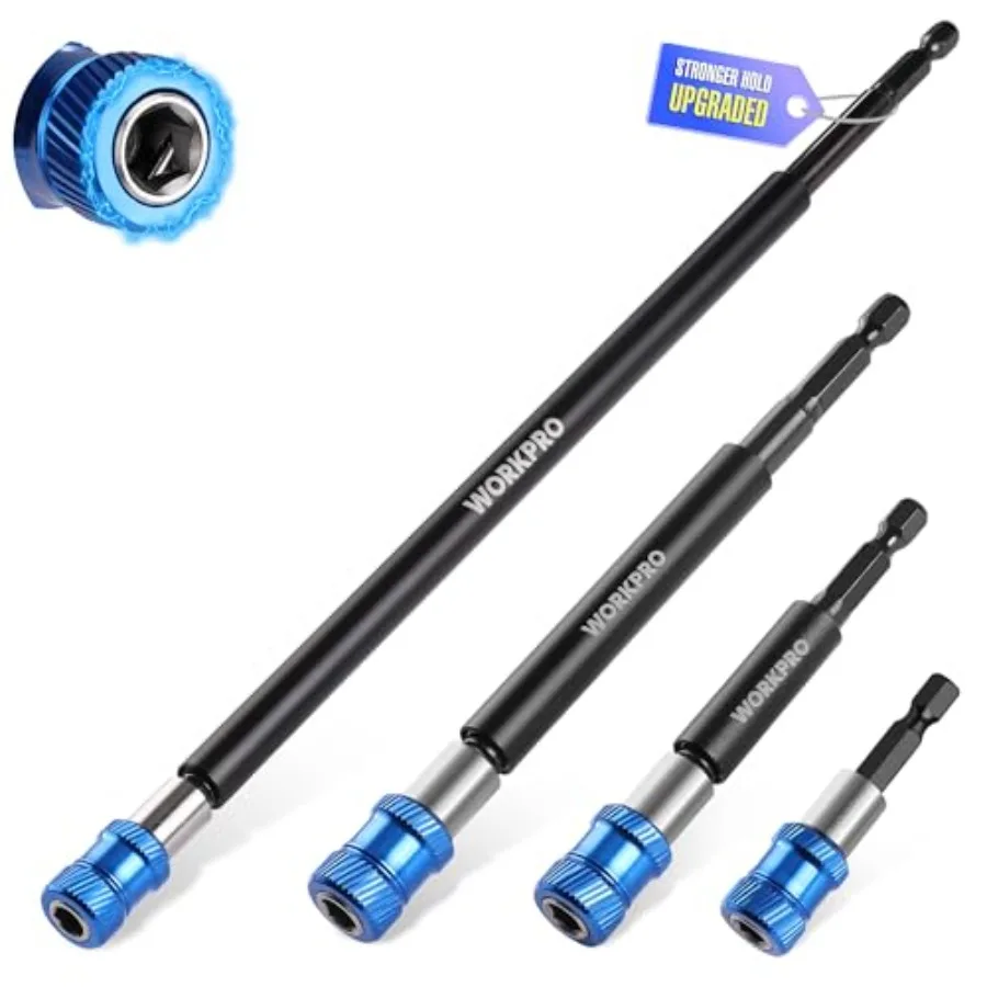 

Drill Bit Extension Set, 4Pcs Magnetic Drill Screwdriver Bit Holder Extender with Aluminum Sleeve, 1/4 Inch Hex Quick Release B