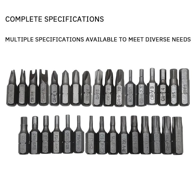 33PCS Bit Set Smooth High Hardness Solid Electric Screwdriver Bit Set Rechargeable Drill Bits Special Shaped Screwdriver Bits